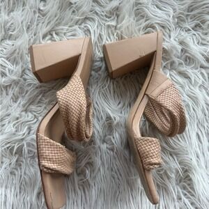 Marc Fisher woven strap mule sandals in a classic nude 8.5